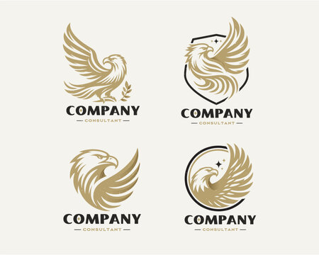 set bundle vintage classic wild eagle emblem logo for business company