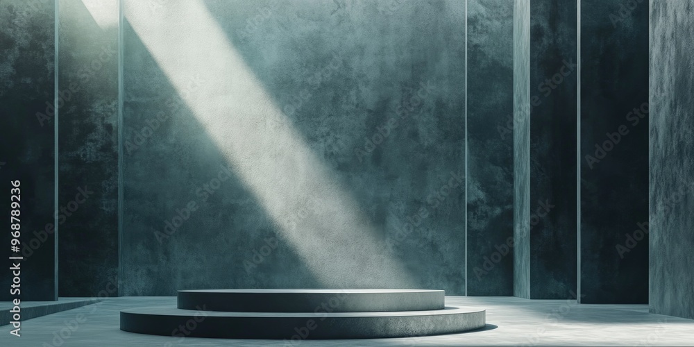 Poster abstract background featuring a podium and wall in a rendered scene 3d illustration and rendering