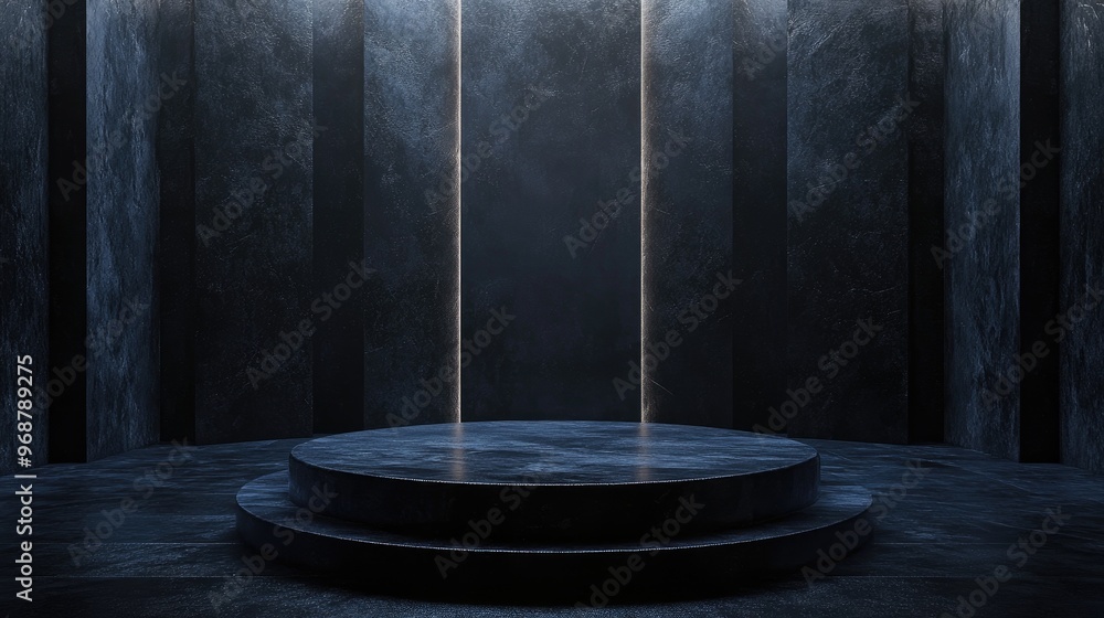 Aufkleber empty pedestal in a dark themed setting 3d rendering