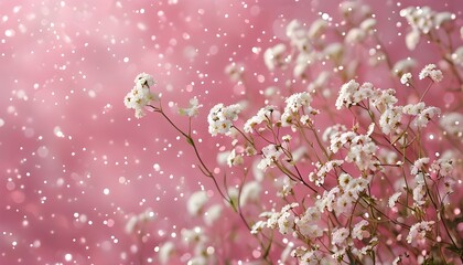 Delicate Gypsophila Blooms Against a Soft Pink Canvas