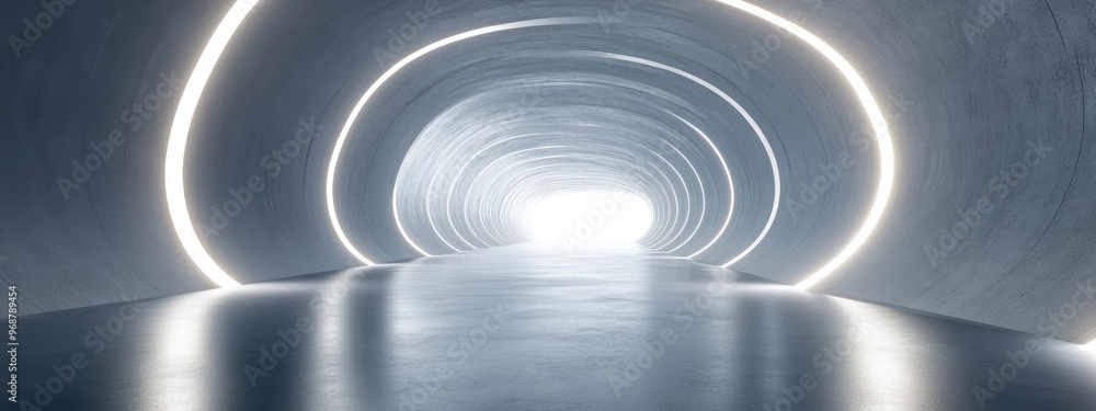 Poster Abstract futuristic empty room with a sci fi corridor illuminated for showcasing and product display Modern technology inspired cement floor and wall interior concept 3D render