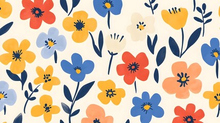 Colorful Floral Pattern   Abstract Flowers Illustration