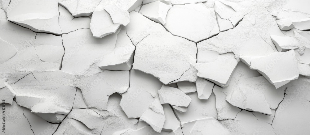 Fototapete white stone wall fragments with rough broken edges showcasing debris slabs suitable for product disp