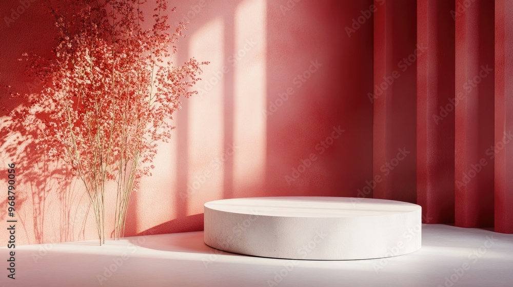 Aufkleber minimalist abstract backdrop with a pedestal 3d illustration and rendering