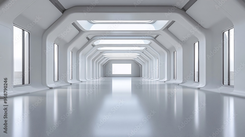 Poster futuristic tech environment Large space for text in center Stock photo with copy space