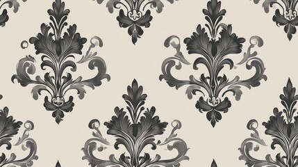 Oriental style vintage doodle ornament Design suitable for fabric wallpaper backgrounds invitations wrapping and book covers Seamless damask pattern in gray and black Hand drawn sketch