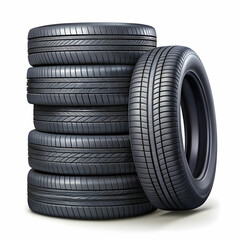 a stack of car tires isolated on transparent background
