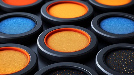 Vibrant colors in artistic palettes, showcasing hues of blue and orange for creative inspiration and design projects.