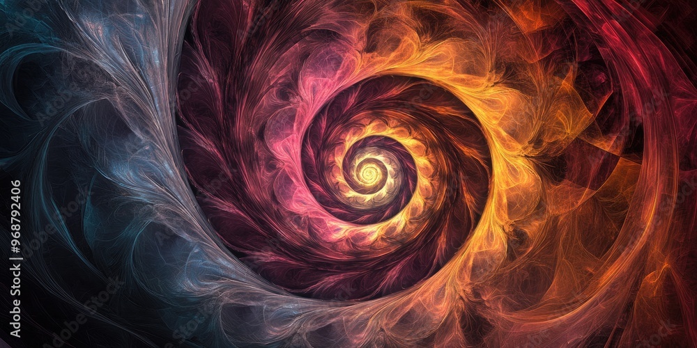 Fototapete abstract fractal spiral design created through computer generated techniques