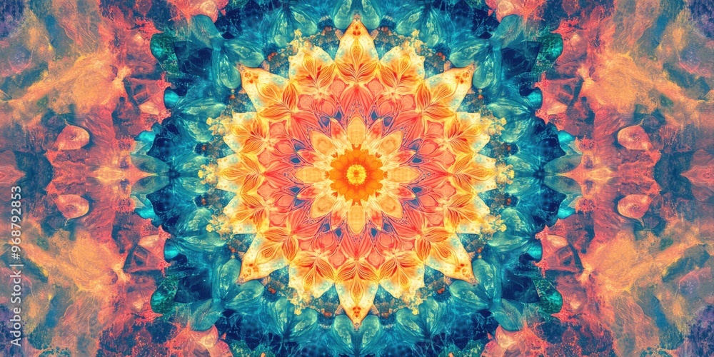 Poster symmetrical kaleidoscope background texture with abstract ornament design
