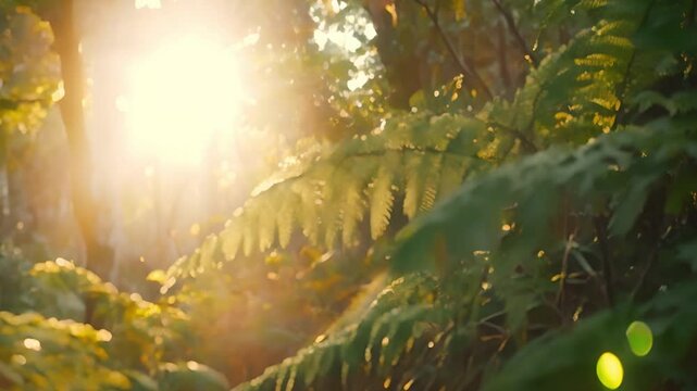 Sunbeams Through Forest Canopy