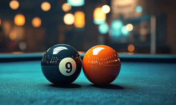 Pool Balls on a Green Table