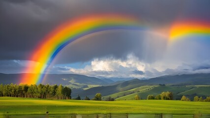 Naklejka premium rainbow in the mountains