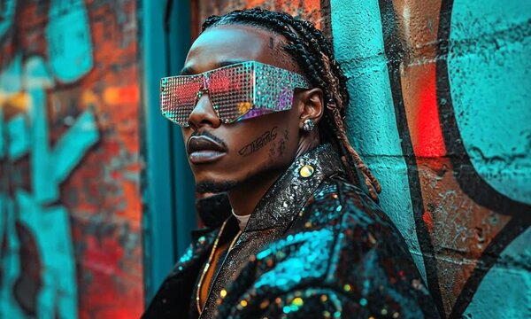 Portrait of a man wearing stylish sunglasses