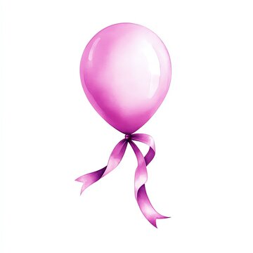 recommend clip art: Pink ribbon balloon clipart, breast cancer awareness, watercolor illustration, sharp outlines, floating pink balloon, isolated on white background