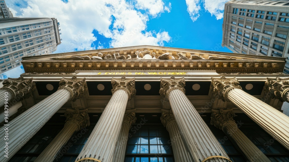 Aufkleber Low Angle View of a Building with Classical Architecture and Columns