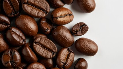 Naklejka premium coffee beans on a white background