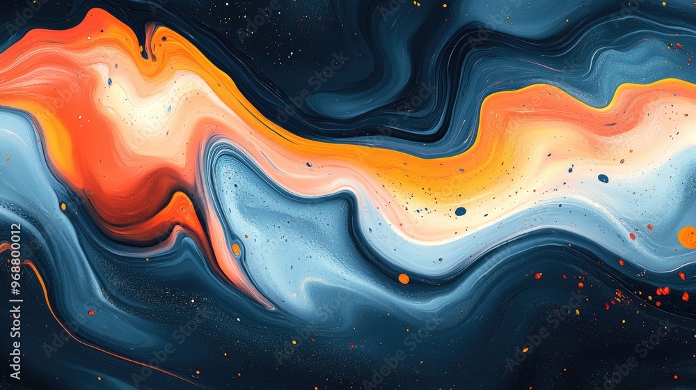 Aufkleber abstract colorful paint swirling and mixing, creating intriguing shapes