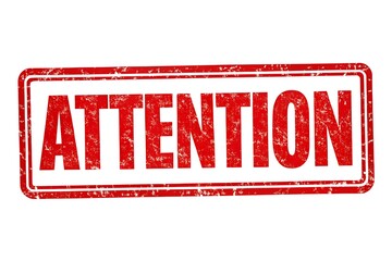 Red attention Stamp isolated on white background