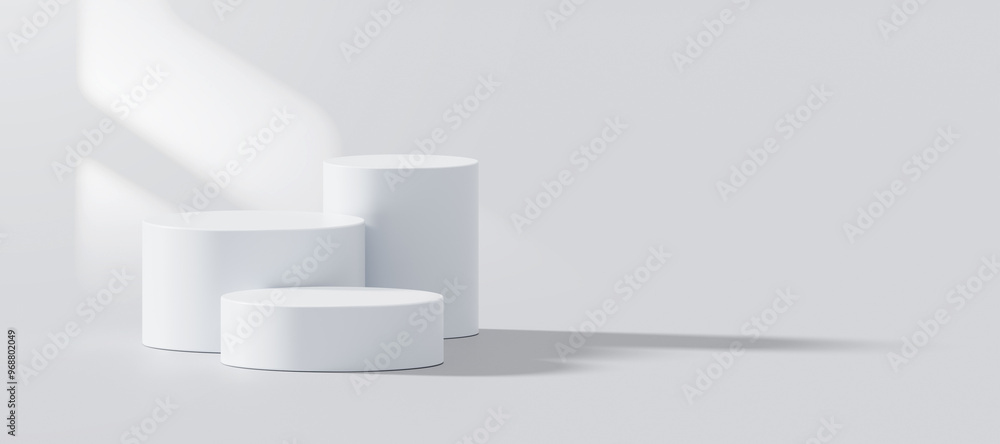 Aufkleber White podium background modern 3d platform presentation product display stage abstract stand showcase minimal light shadow empty mockup scene space design geometric pedestal show advertising studio.