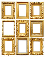 Gold Frame. Vintage Gold Frame. Isolated on White background, Clipping path