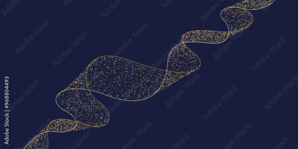 Poster gold glitter. poster with dynamic waves. vector illustration in minimal flat style. abstract backgro