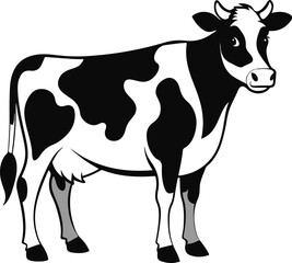 Black and white cow side view isolated vector image 