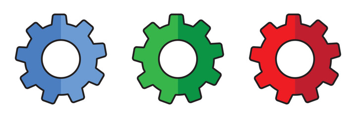 Gear set. Black gear wheel icons on white background - stock vector.