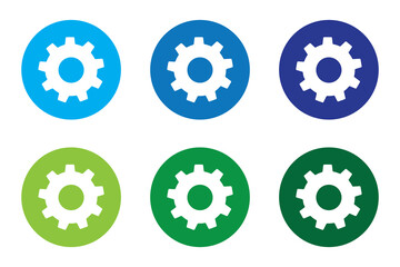 Gear setting vector icon set. Isolated black gears mechanism and cog wheel on white background. Progress or construction concept. Cogwheel icons UI vector.