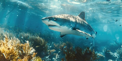 Fototapeta premium Tiger Shark also known as Galeocerdo Cuvier