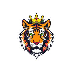 Tiger with crown esport mascot logo design. Editable vector logo tiger, tiger icon, tiger head, vector, sticker. Tigar head mascot logo design.