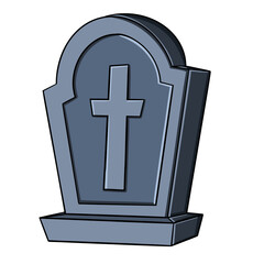 Obraz premium Halloween Spooky Cartoon Tombstone, isolated on transparent background.