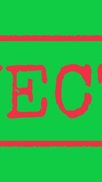 Rejected Signed Stamping Text Animation. Rejected grunge stamp sign, on green screen background In Vertical 4K Resolution.