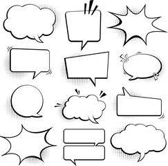 Fototapeta premium Speech bubble vector in halftone style set