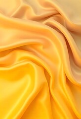 Fototapeta premium Abstract yellow background luxury cloth or liquid wave. Flowing yellow satin with soft folds and highlights.