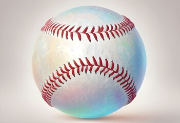 A baseball with red stitching and white stripes and with backgrounds