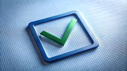 v sign check marks in square box. Pen and paper. Project management, planning and keeping score of completed tasks concept.