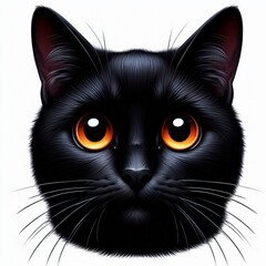 Black Cat Portrait with Orange Eyes