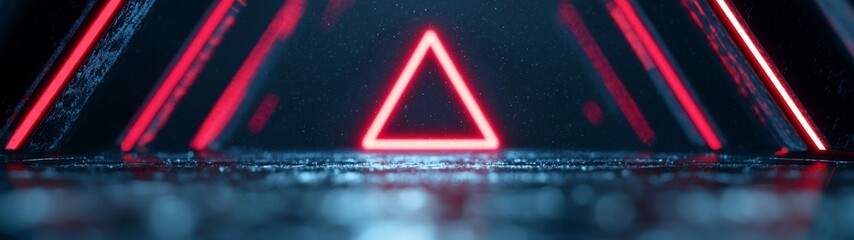 Triangular Futuristic Tunnel, a visually striking 3D rendering showcasing an abstract tunnel with geometric patterns, soft focus enhancing its immersive and modern design.