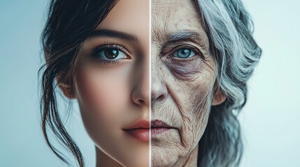 The Passage of Time Captured: Youth and Age Divided on a Woman's Face