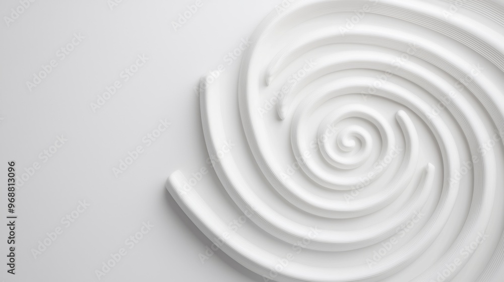 Wall mural glossy white spirals and textured forms, an abstract composition featuring smooth and textured shape