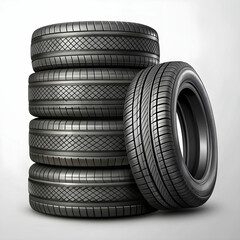 a stack of car tires isolated on transparent background