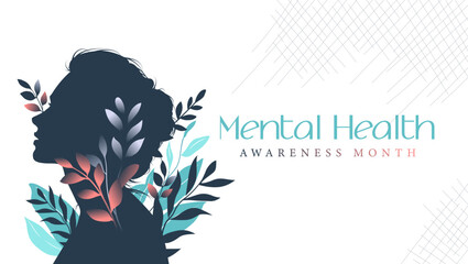 Mental Health Awareness Month. in May. Take care of your body, take care of your health and mind. Increase awareness of mental health. Control and protection. Prevention campaign
