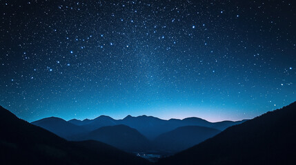Minimalist computer wallpaper featuring a serene mountain landscape beneath a clear night sky filled with stars, designed with soft gradients for a calming visual aesthetic.
