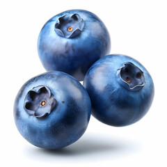 Obraz premium 3 flying blue berries on white background