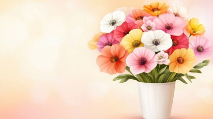 A vase of a bouquet with many different colored flowers in it, AI