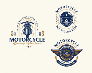 Naklejka premium Set bundle classic racing competition motorcycle logo design for business company