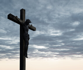 Crucified Christ hangs on the cross