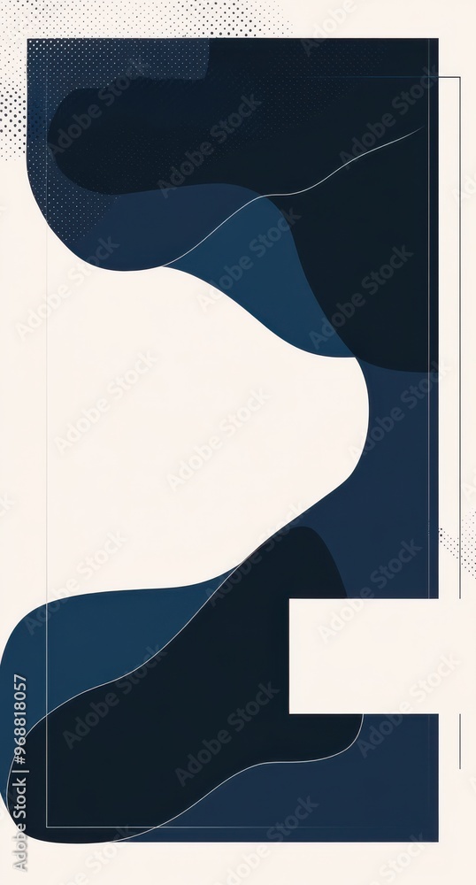 Aufkleber abstract graphic with blue and white background featuring flowing wave lines for modern design conce
