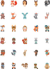 Animal Icon Combination Mammals Rabbit Fox